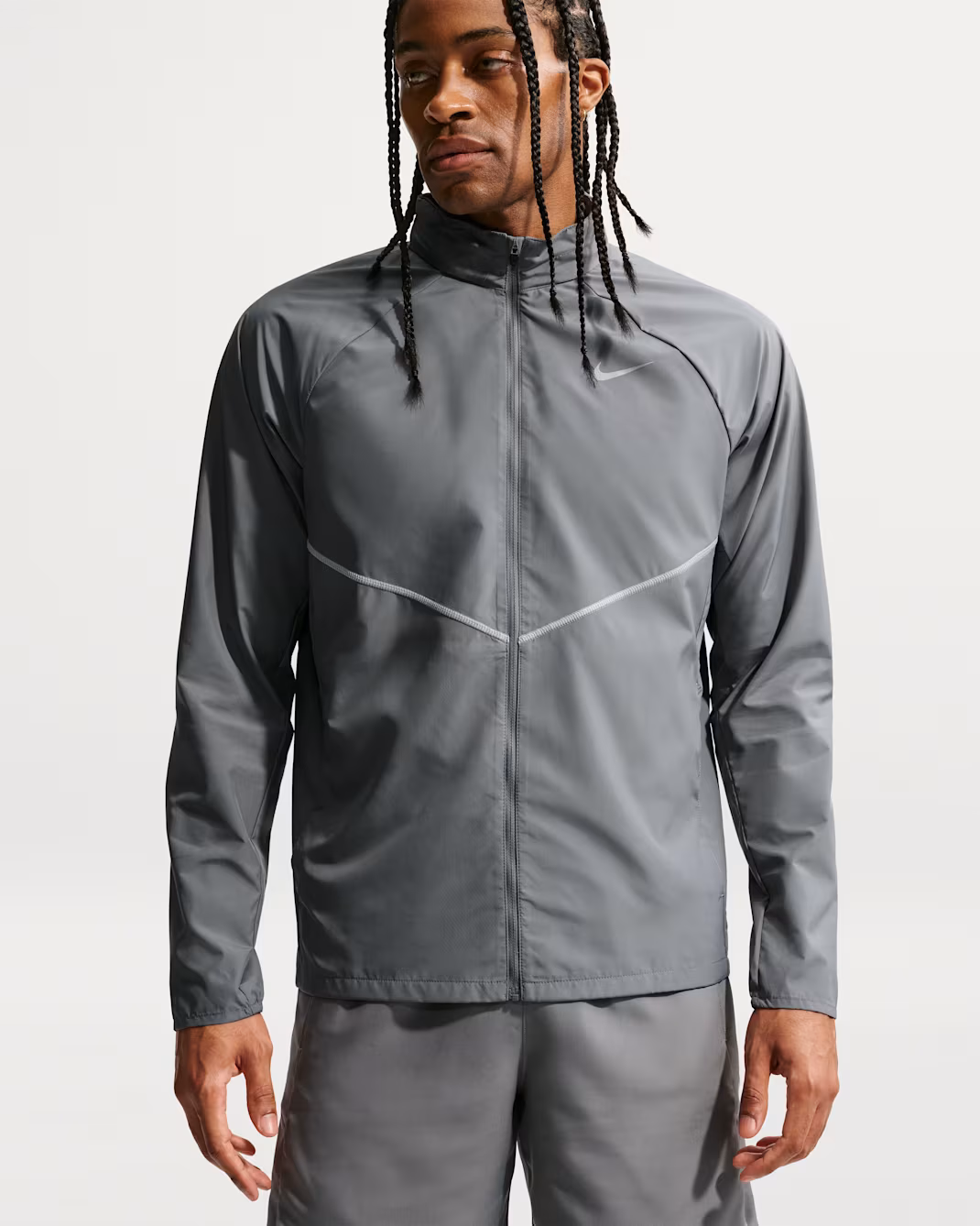 Куртка чоловіча Nike Running Jacket Dri-FIT Miler UV - Smoke Grey/Reflective Silver IF2369-084 — фото 3