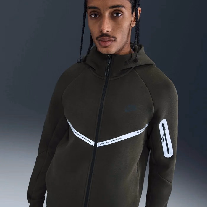 Толстовка чоловіча Nike Tech Flc Wr Fz Reflec Olive IM6537-355